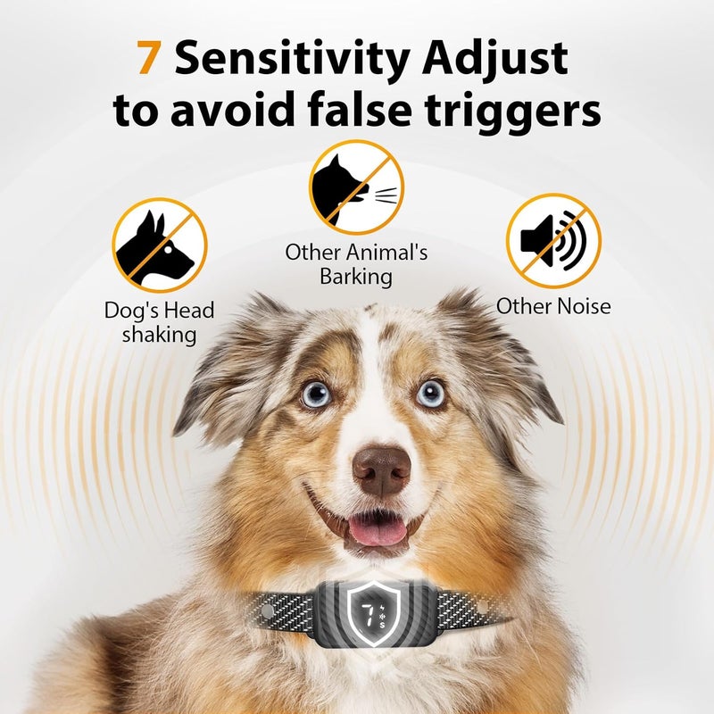 KJKZO Dog Bark Collar for Large Medium Small Dogs, Rechargeable No-Bark Collar, Smart Barking Collar, Effective Bark Collar with 7-Level Sensitivity, 3 Beep & Vibration Modes, Waterproof, Black - Image 2